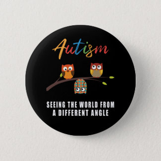 Puzzle Owl Autism Awareness Autistic Kid Button