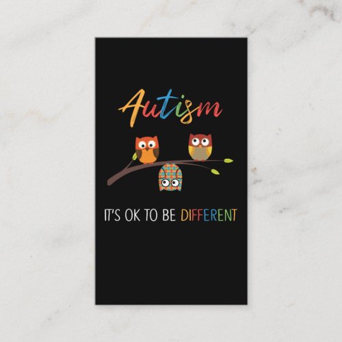 Puzzle Owl Cute Autism Awareness Autistic Kid Business Card
