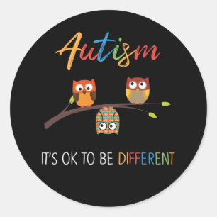 Puzzle Owl Cute Autism Awareness Autistic Kid Classic Round Sticker