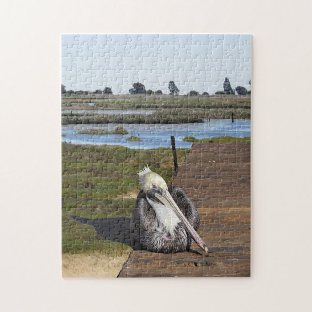 Puzzle - Pelican on Pier in Marsh (Vertical)