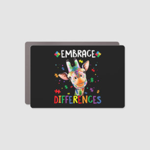 Puzzle Piece Autism Giraffe Embrace Differences fo Car Magnet