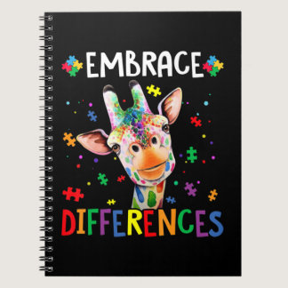 Puzzle Piece Autism Giraffe Embrace Differences fo Notebook