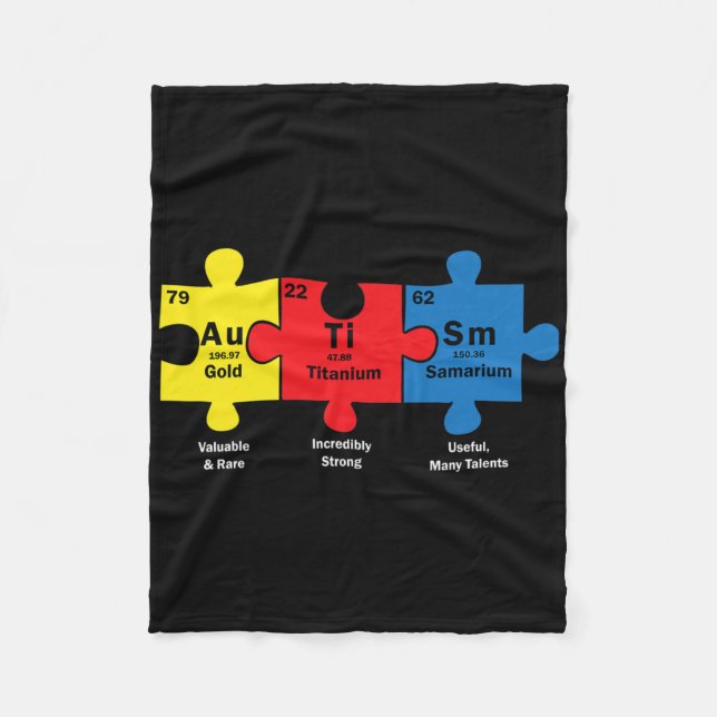 Puzzle Piece Chemical Elements Cool Autism Awarene Fleece Blanket (Front)