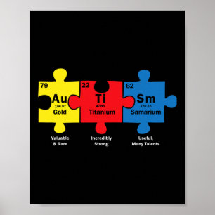Puzzle Piece Chemical Elements Cool Autism Awarene Poster