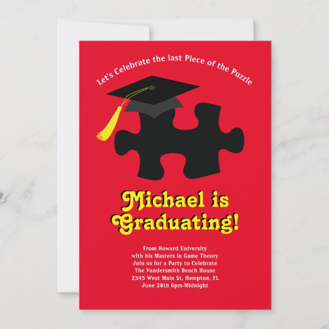 Puzzle Piece Graduation Party Invitation (Front)