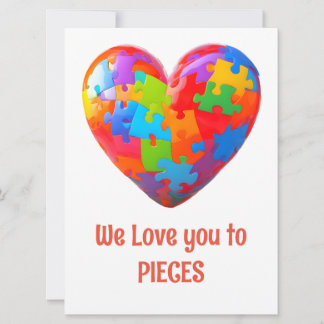 Puzzle Piece Heart Valentine's Day Card