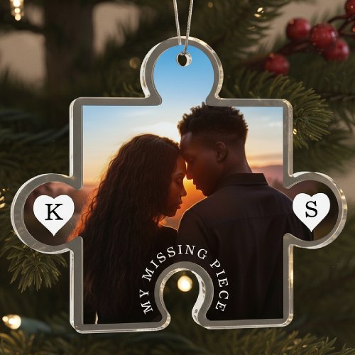 Puzzle Piece Photo Cut Out Christmas Tree Ornament