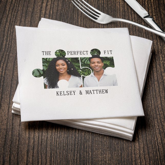 Puzzle Piece Photo Perfect Fit Wedding Napkins (Puzzle Piece Photo Perfect Fit Wedding Napkins
)