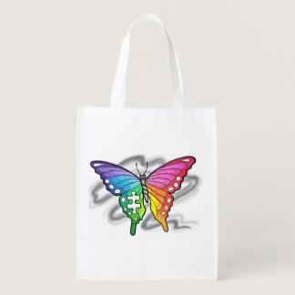 Puzzle Piece Rainbow butterfly Reusable bag
