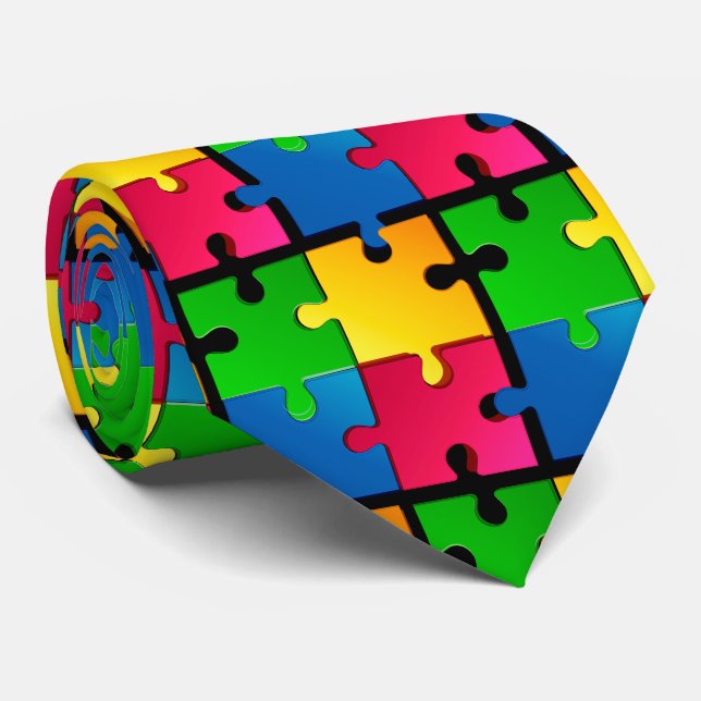 Puzzle Piece Tie | Autism Awareness & Unity (Rolled)