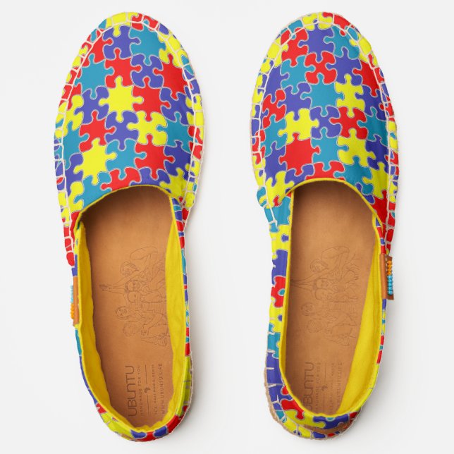 [Puzzle Pieces] Autism Awareness Blue Yellow Red Espadrilles (Front)