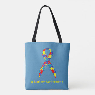 [Puzzle Pieces] Autism Awareness Ribbon Tote Bag