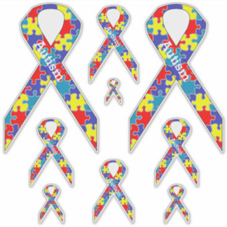 [Puzzle Pieces]  Autism Awareness Ribbon Vinyl Sticker