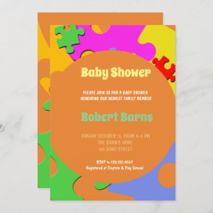 Puzzle Pieces Boy Baby Shower Invitation