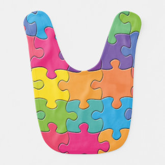 Puzzle Pieces Colorful Baby Bib