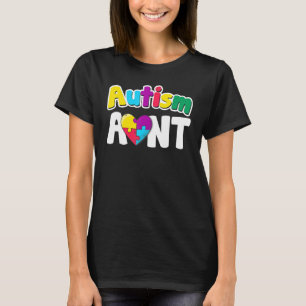 Puzzle Pieces Colors Autism Aunt Awareness T-Shirt