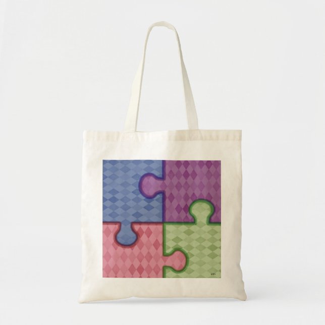 Puzzle Pieces Diamond Pattern Tote Bag (Front)