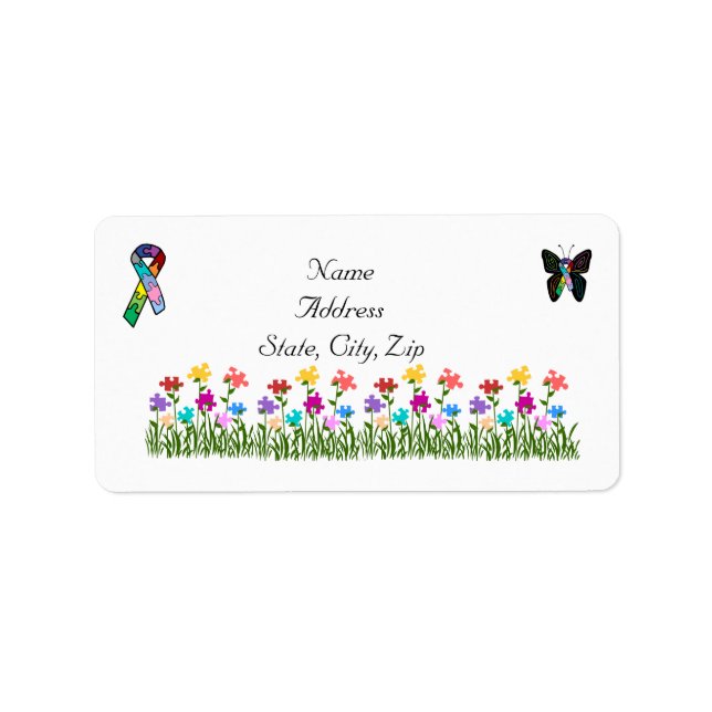 Puzzle pieces garden Address labels (Front)