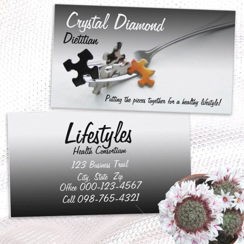 Puzzle Pieces &amp; Fork Business Card Templates