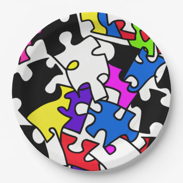 Puzzle Pieces Paper Plates (Front)
