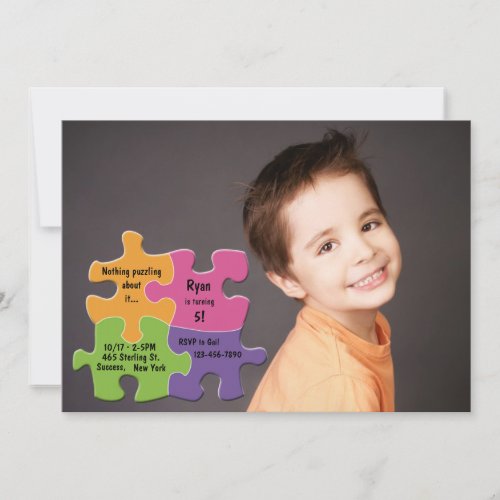 Puzzle Pieces Photo Invitation