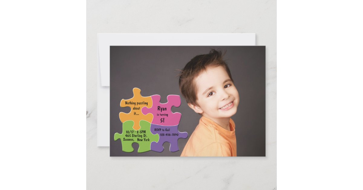 Puzzle Pieces Photo Invitation | Zazzle