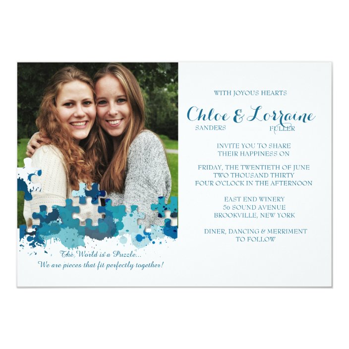 Puzzle Pieces Photo Wedding Invitation | Zazzle.com