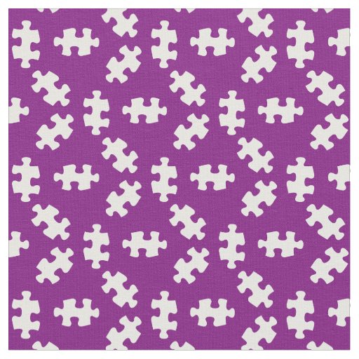 Puzzle Pieces Purple and White Fabric