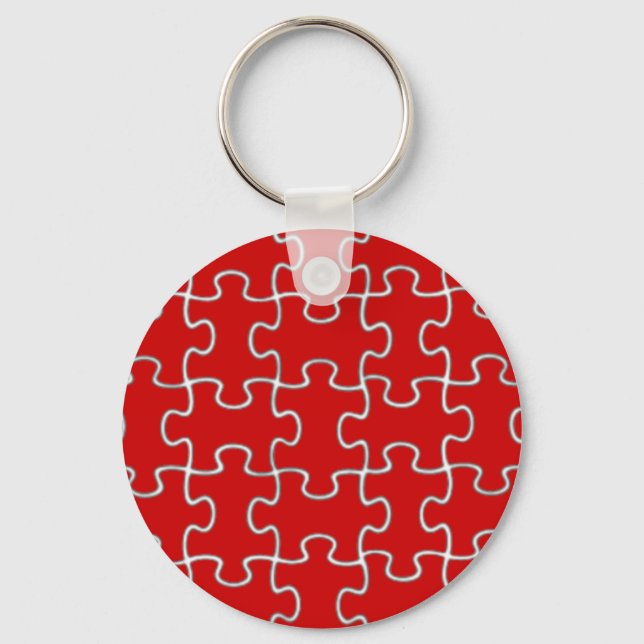 puzzle pieces red keychain (Front)