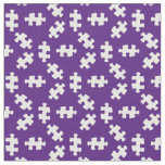 Puzzle Pieces Royal Purple and White Fabric