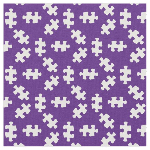 Puzzle Pieces Royal Purple and White Fabric