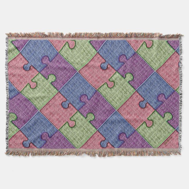 Puzzle Pieces Throw Blanket (Front)