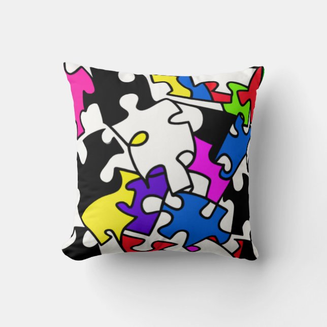Puzzle Pieces Throw Pillow (Front)