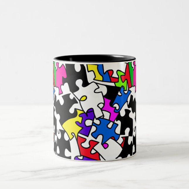 Puzzle Pieces Two-Tone Coffee Mug (Center)