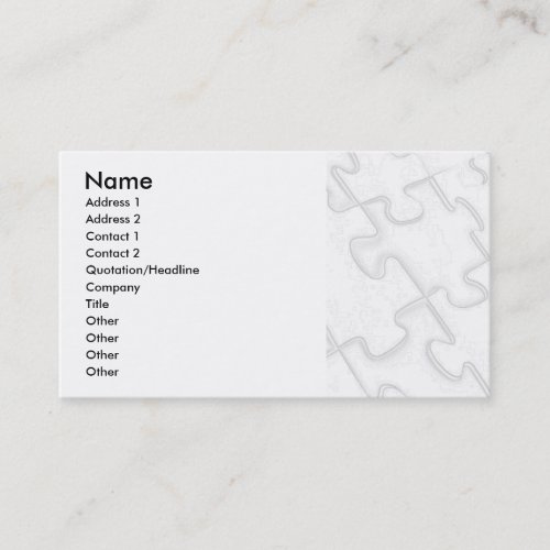 Puzzle Pieces White Art Deco Business Card Templates