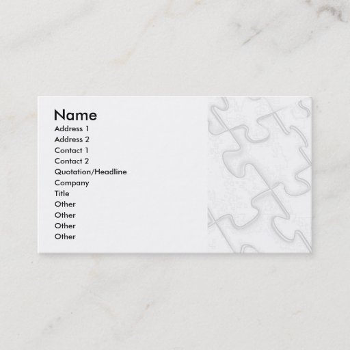 Customizable Puzzle Pieces White Art Deco Business Card Templates