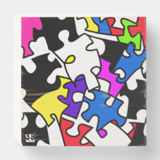 Puzzle Pieces Wooden Box Sign