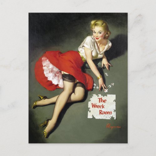 Puzzle Pin Up Postcard