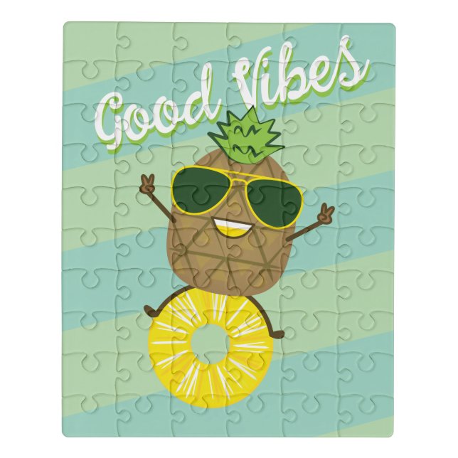 Puzzle | Pineapple Good Vibes Tropical Character (Puzzle Vertical)