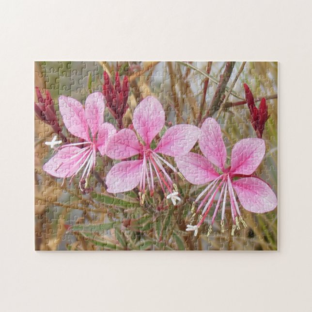 Puzzle - Pink Flowers in Dried Grass (Horizontal)