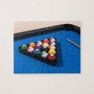 Puzzle: Pool Balls on Blue Felt Jigsaw Puzzle