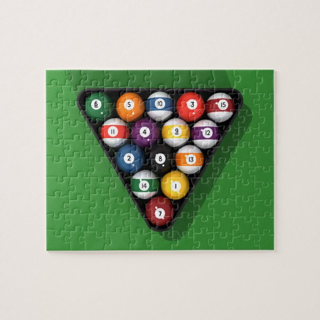 Puzzle: Pool Balls on Green Felt Jigsaw Puzzle (Horizontal)