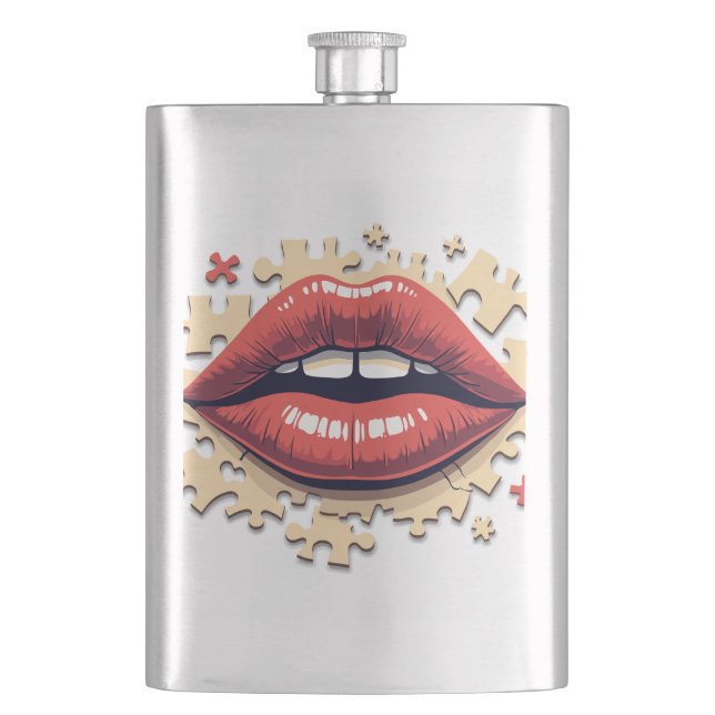 Puzzle Pop Lips Flask (Front)