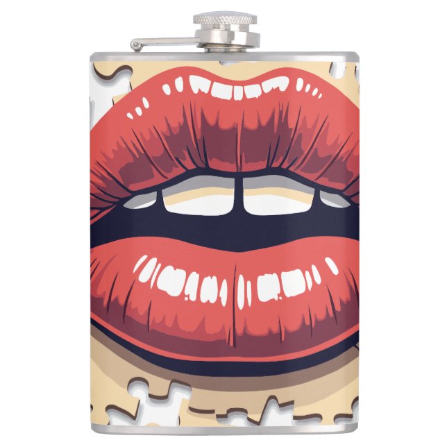 Puzzle Pop Lips Flask (Front)
