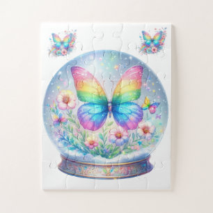 Puzzle-Rainbow Glitter Butterfly & Flower Jigsaw Puzzle