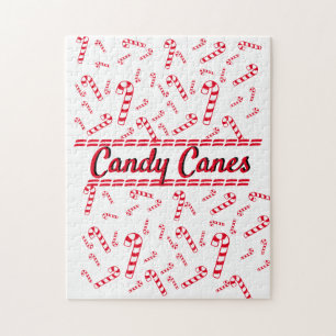 Puzzle -  Red Candy Canes with Text