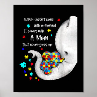 Puzzle Ribbon Elephant Mom Autism Mom Autism Poster