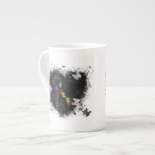 Puzzle Ribbon Grunge Heart Bone China Mug