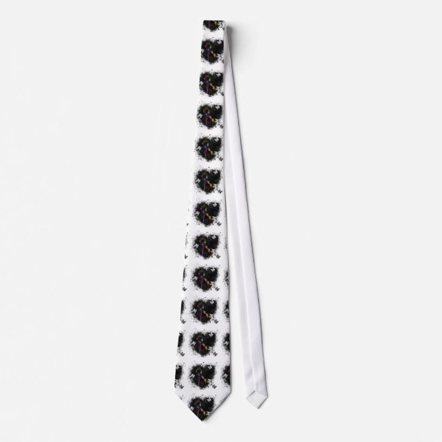 Puzzle Ribbon Grunge Heart Neck Tie (Front)
