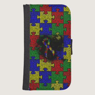 Puzzle Ribbon Grunge Heart Phone Wallet